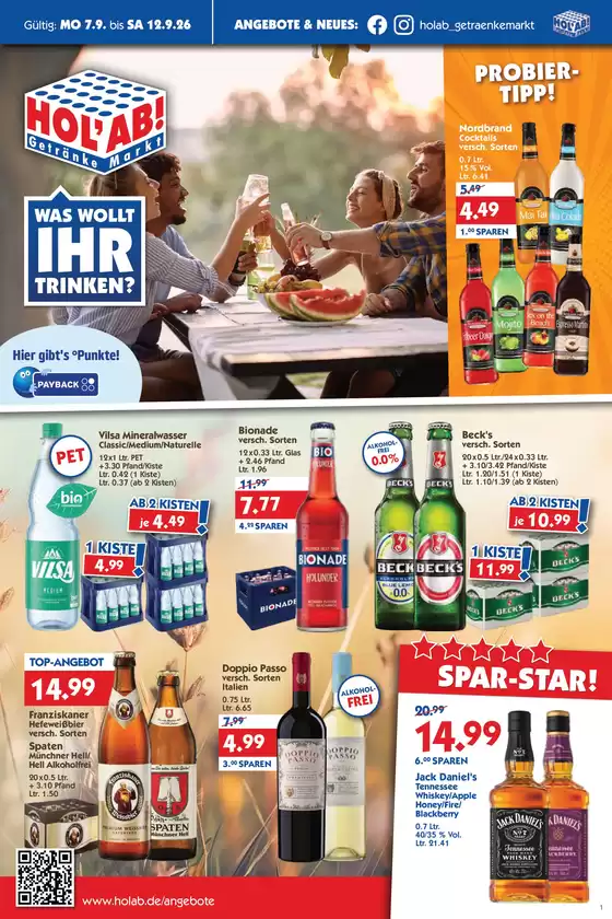 Hol'ab Getränkemarkt Katalog | Holab Getränkemarkt flugblatt | 2026-09-07T00:00:00.000Z - 2026-09-12T00:00:00.000Z