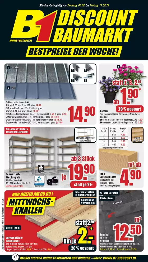 B1 Discount Baumarkt Katalog | B1 Discount Baumarkt flugblatt | 2026-09-05T00:00:00.000Z - 2026-09-11T00:00:00.000Z