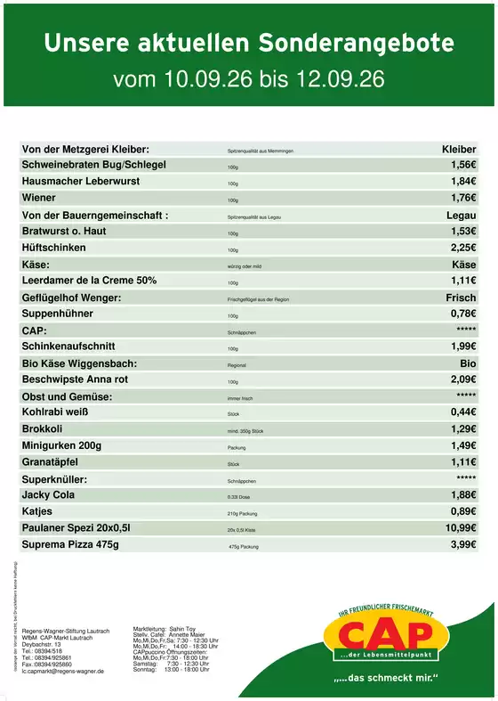 CAP Markt Prospekt | Tolle Rabatte auf ausgewählte Produkte | 2026-09-10T00:00:00.000Z - 2026-09-12T00:00:00.000Z