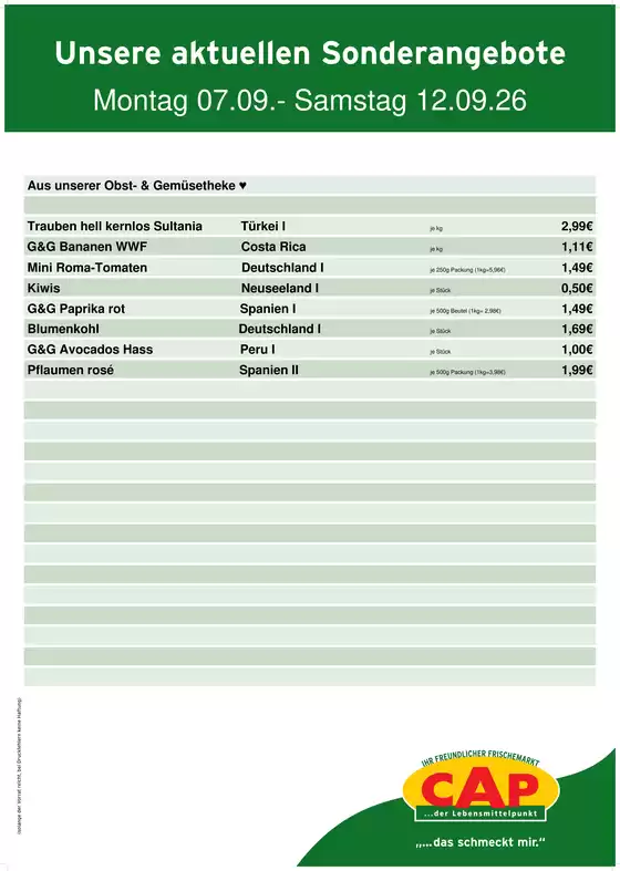 CAP Markt Prospekt | Top-Angebote für Sparfüchse | 2026-09-07T00:00:00.000Z - 2026-09-12T00:00:00.000Z