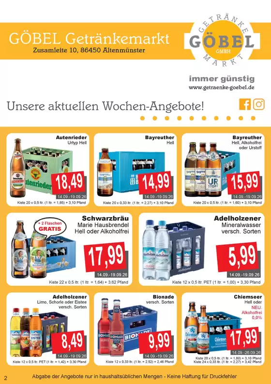 Getränke Göbel Katalog | Unsere besten Schnäppchen | 2026-09-14T00:00:00.000Z - 2026-09-26T00:00:00.000Z