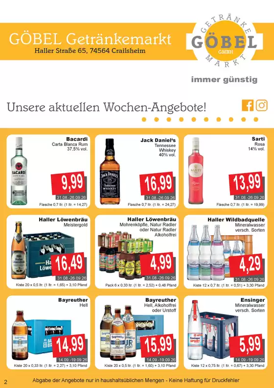 Getränke Göbel Prospekt in Bremen | Exklusive Schnäppchen | 2026-08-31T00:00:00.000Z - 2026-09-26T00:00:00.000Z