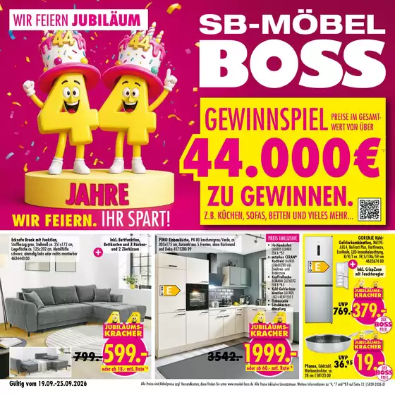 SB Möbel Boss Prospekt in Frankfurt (Oder) | Sb39 2026 standard | 2026-09-19T00:00:00.000Z - 2026-09-25T00:00:00.000Z