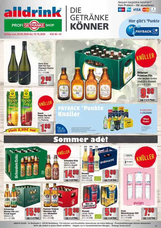 Profi Getränke Prospekt in Wurzen | Unsere besten Deals für Sie | 2026-09-28T00:00:00.000Z - 2026-10-10T00:00:00.000Z