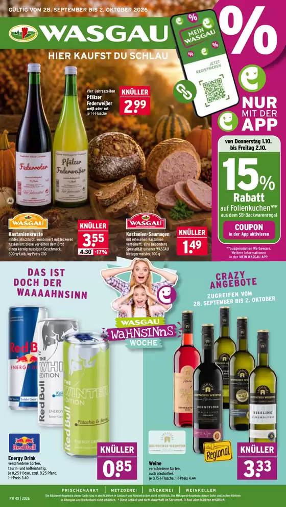 Wasgau Prospekt in Weihenzell | Wasgau flugblatt | 2026-09-28T00:00:00.000Z - 2026-10-02T00:00:00.000Z