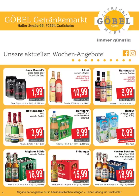 Getränke Göbel Prospekt in Breitscheid (Lahn-Dill-Kreis) | Top-Deals und Rabatte | 2026-09-28T00:00:00.000Z - 2026-10-31T00:00:00.000Z