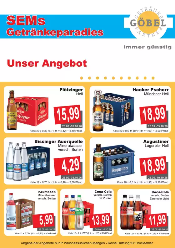 Getränke Göbel Katalog | Top-Deals für alle Kunden | 2026-09-28T00:00:00.000Z - 2026-10-10T00:00:00.000Z