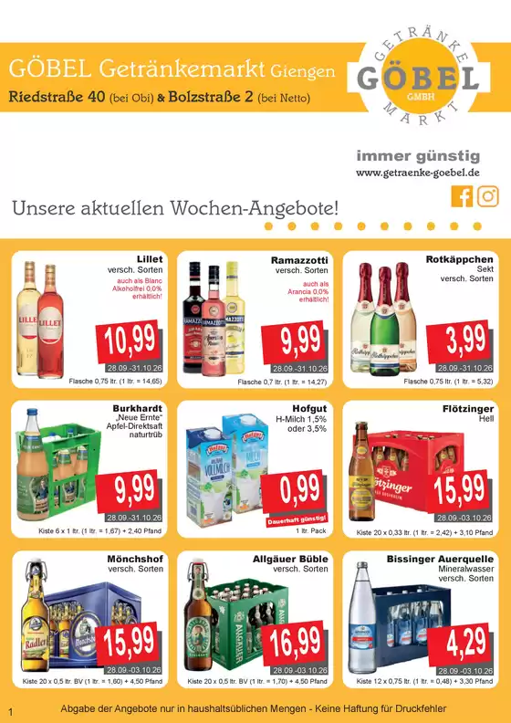 Getränke Göbel Katalog in Lehrte | Unsere besten Deals für Sie | 2026-09-28T00:00:00.000Z - 2026-10-31T00:00:00.000Z