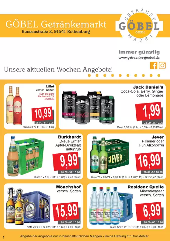 Getränke Göbel Katalog in Detmold | Aktuelle Sonderaktionen | 2026-09-28T00:00:00.000Z - 2026-10-31T00:00:00.000Z