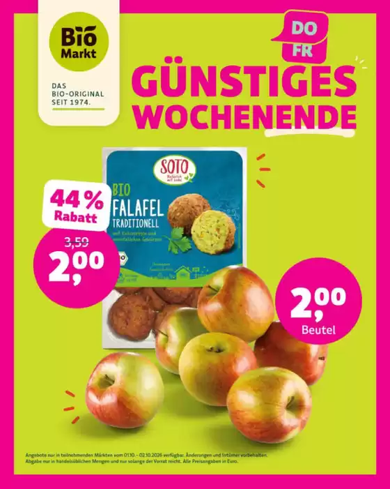 BioMarkt Katalog | Gunstiges Wochenende ! | 2026-10-01T00:00:00.000Z - 2026-10-02T00:00:00.000Z