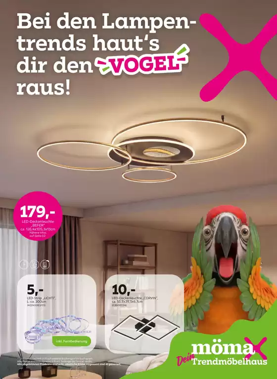 Mömax Prospekt in Kirchardt | Bei den Lampentrends hauts dir den Vogel raus | 2026-10-02T00:00:00.000Z - 2026-11-01T00:00:00.000Z