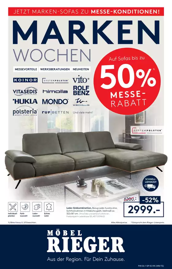 Möbel Rieger Katalog | Tolle Rabatte auf ausgewählte Produkte | 2026-10-07T00:00:00.000Z - 2026-11-03T00:00:00.000Z