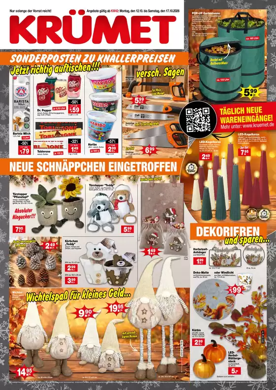Krümet Sonderposten Prospekt in Aachen | SONDERPOSTEN ZU KNALLERPREISEN !!! | 2026-10-12T00:00:00.000Z - 2026-10-17T00:00:00.000Z
