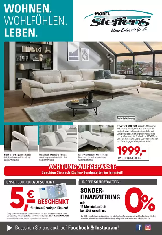 Möbel Steffens Katalog | WOHNEN. WOHLFÜHLEN. LEBEN. | 2026-10-06T00:00:00.000Z - 2026-10-31T00:00:00.000Z