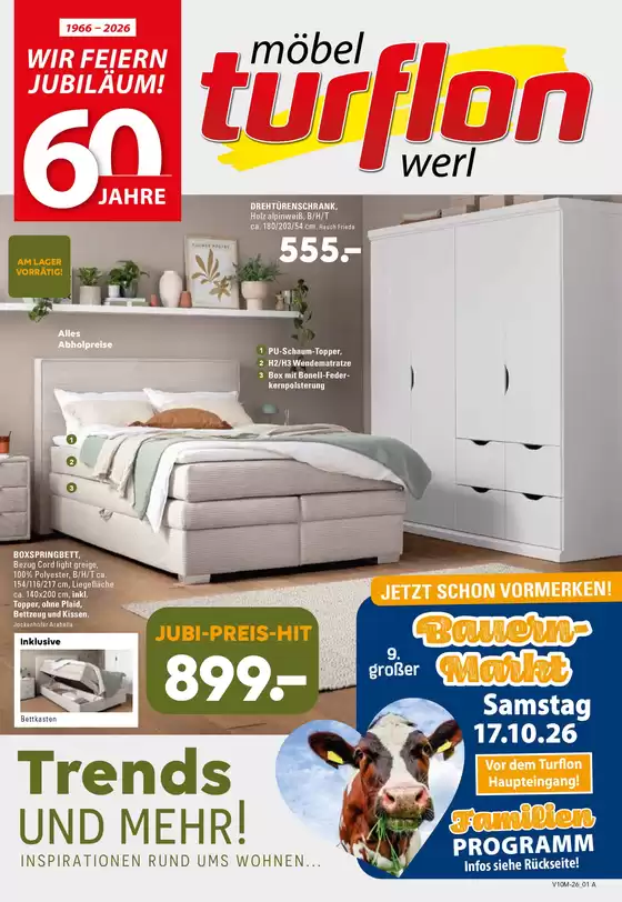 Möbel Turflon Katalog | WIR FEIERN JUBILÄUM! 60 Jahre!!! | 2026-10-07T00:00:00.000Z - 2026-10-17T00:00:00.000Z
