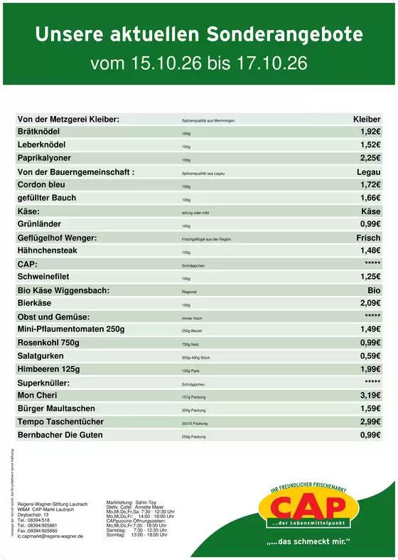 CAP Markt Prospekt | Rabatte und Aktionen | 2026-10-15T00:00:00.000Z - 2026-10-17T00:00:00.000Z