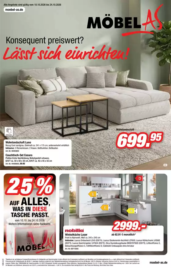 Möbel AS Prospekt in Frankfurt am Main | Lässt sich einrichten!  | 2026-10-15T00:00:00.000Z - 2026-10-24T00:00:00.000Z