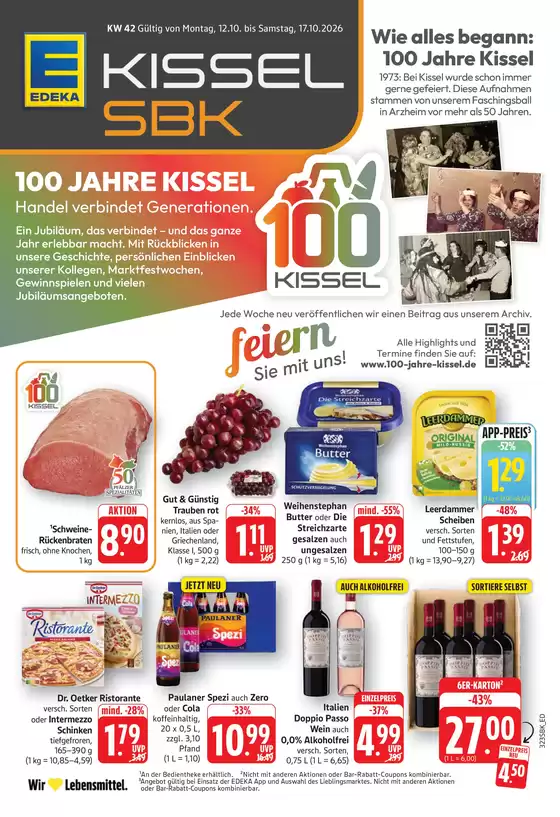 Edeka Kissel SBK Prospekt in Beratzhausen | Edeka Kissel SBK PF KW42 26 | 2026-10-16T00:00:00.000Z - 2026-10-17T00:00:00.000Z