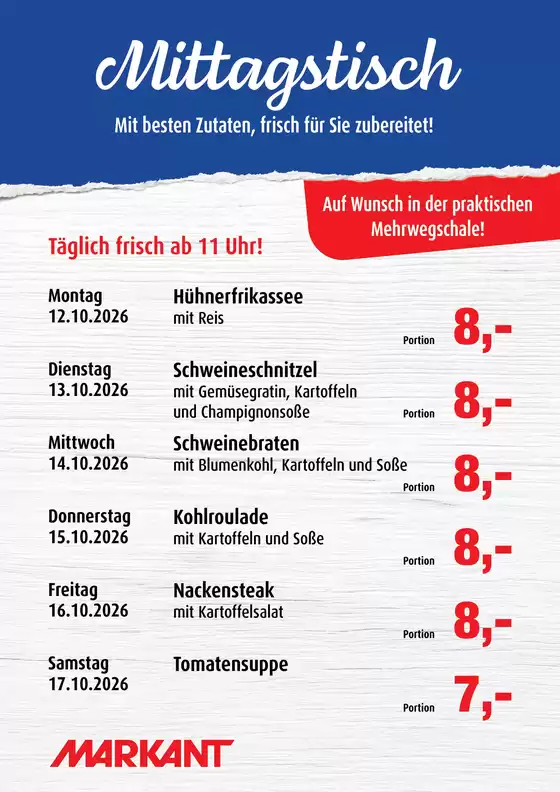 Markant Katalog | Markant kw42 Mittagstisch 7 | 2026-10-16T00:00:00.000Z - 2026-10-17T00:00:00.000Z