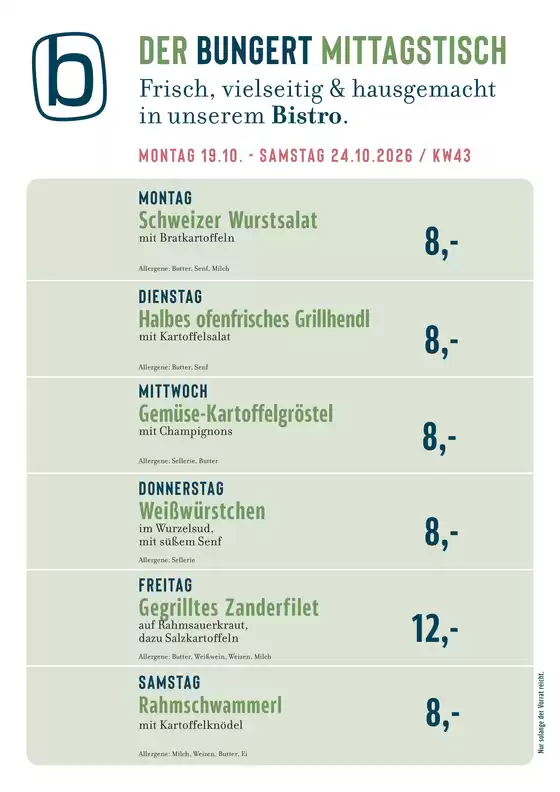 BUNGERT Prospekt in Henstedt-Ulzburg | BUNGERT Mittagstisch KW43 2026 | 2026-10-19T00:00:00.000Z - 2026-10-24T00:00:00.000Z