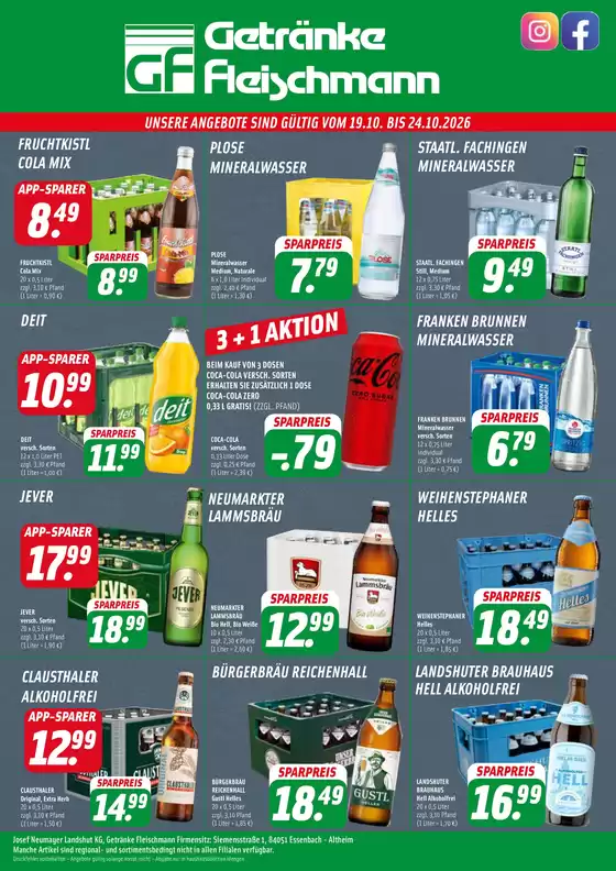 Getränke Fleischmann Katalog | Angebote~~~ | 2026-10-19T00:00:00.000Z - 2026-10-24T00:00:00.000Z