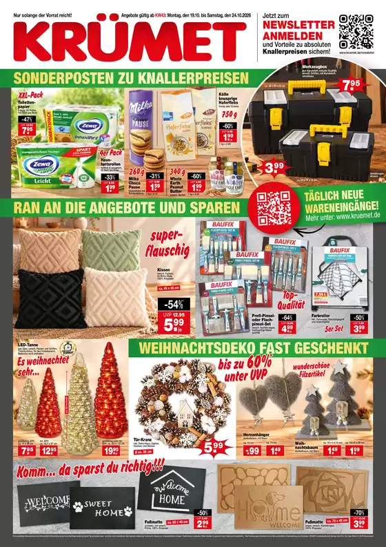 Krümet Sonderposten Katalog in Heubach | SONDERPOSTEN ZU KNALLERPREISEN```` | 2026-10-19T00:00:00.000Z - 2026-10-24T00:00:00.000Z