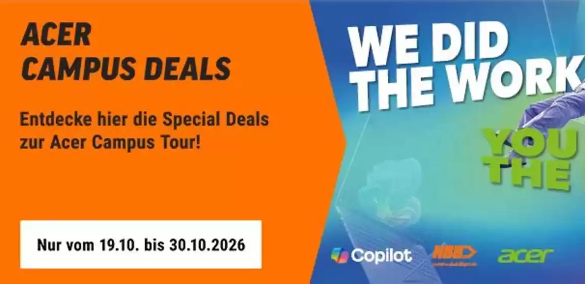 Notebooksbilliger Katalog in Wiesbaden | Acer Campus Deal! | 2026-10-19T00:00:00.000Z - 2026-10-30T00:00:00.000Z