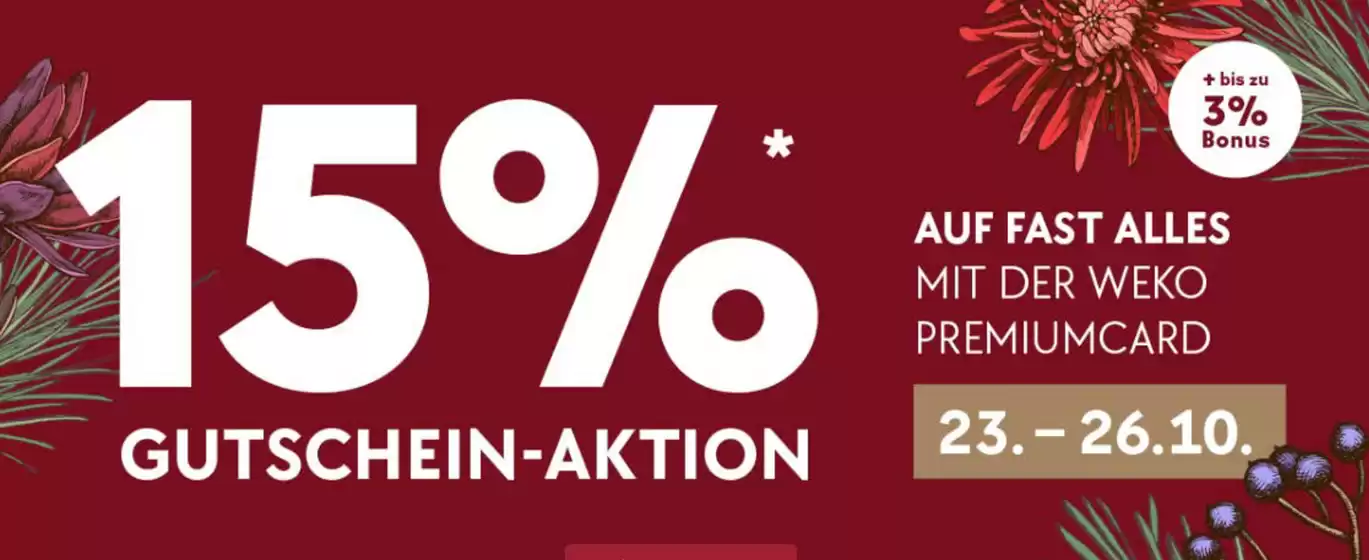 Weko Möbel Prospekt in Heilbronn | 15% Gutschein - Aktion | 2026-10-23T00:00:00.000Z - 2026-10-26T00:00:00.000Z