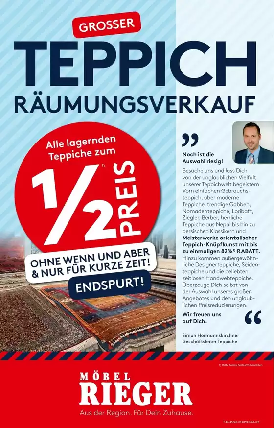 Möbel Rieger Katalog | Möbel Rieger KW42 Teppich Räumungsverkauf | 2026-10-20T00:00:00.000Z - 2026-10-25T00:00:00.000Z