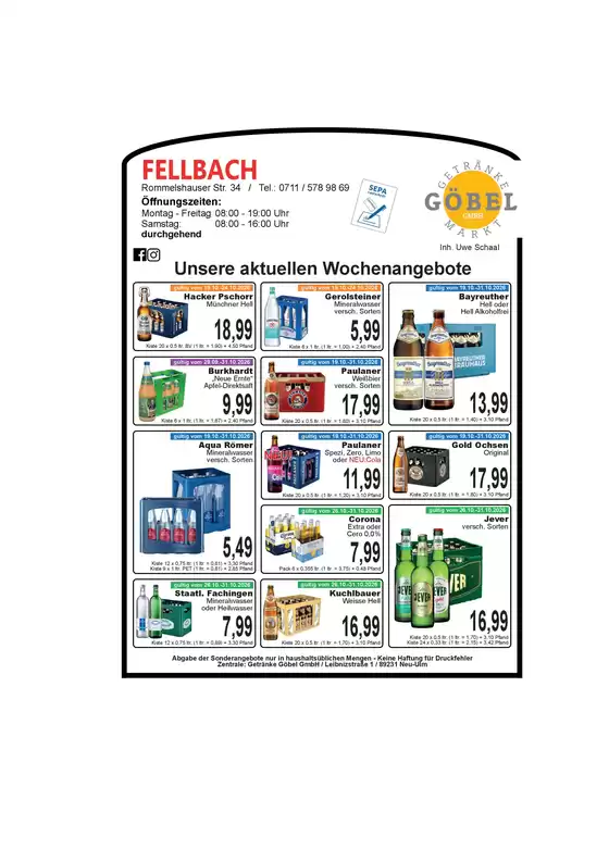 Getränke Göbel Katalog in Karlsruhe | Top-Deals für alle Kunden | 2026-09-28T00:00:00.000Z - 2026-10-31T00:00:00.000Z