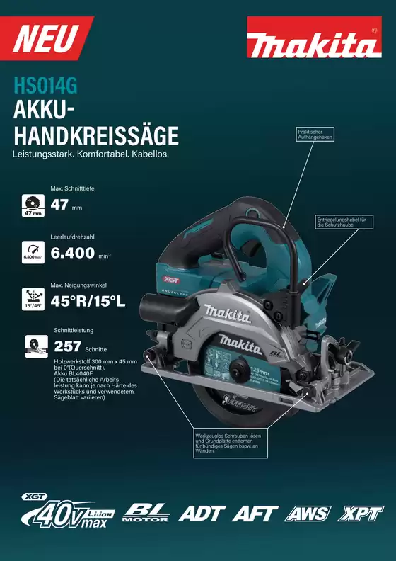 Makita Katalog in Oberwolfach | HS014G AKKUHANDKREISSÄGE !! | 2026-10-23T00:00:00.000Z - 2026-12-31T00:00:00.000Z