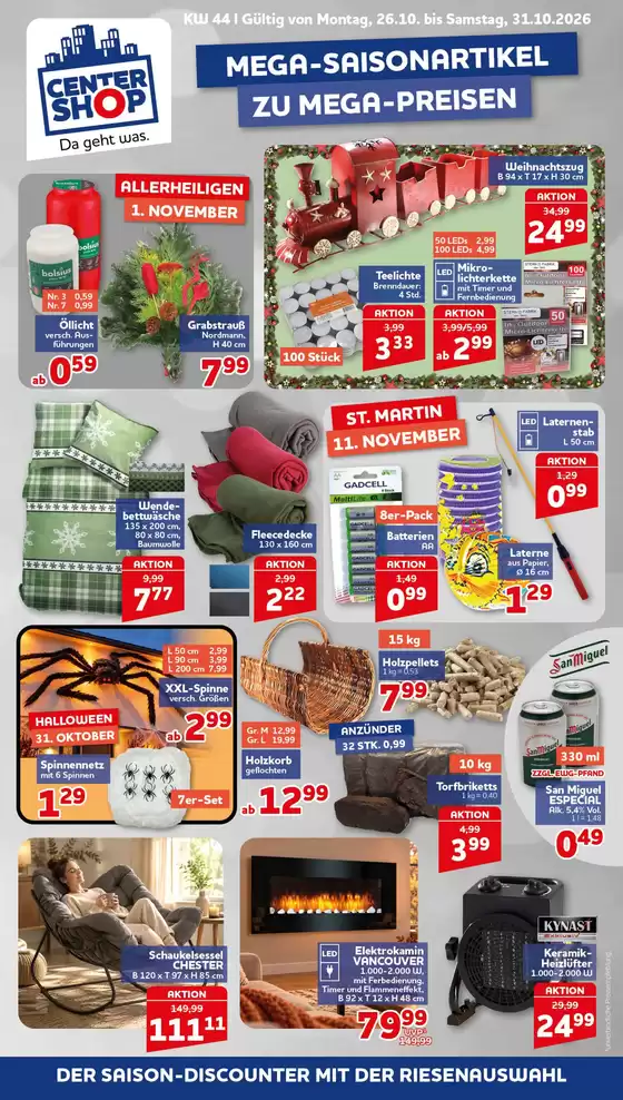 CENTERSHOP Katalog in Finning | Mega - Saisnaartikel Zu Mega - Preisen | 2026-10-27T00:00:00.000Z - 2026-10-31T00:00:00.000Z