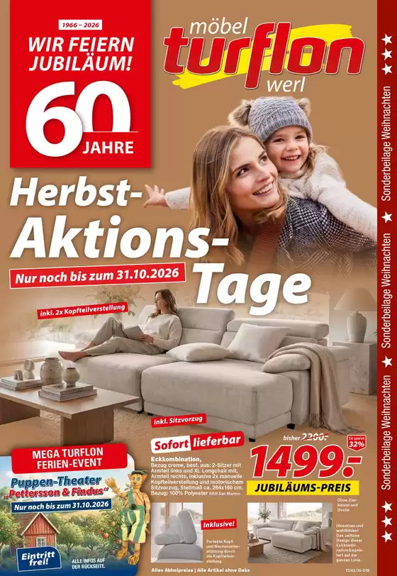Möbel Turflon Prospekt in Gau-Bickelheim | Herbst - Aktion Tage | 2026-10-27T00:00:00.000Z - 2026-10-31T00:00:00.000Z