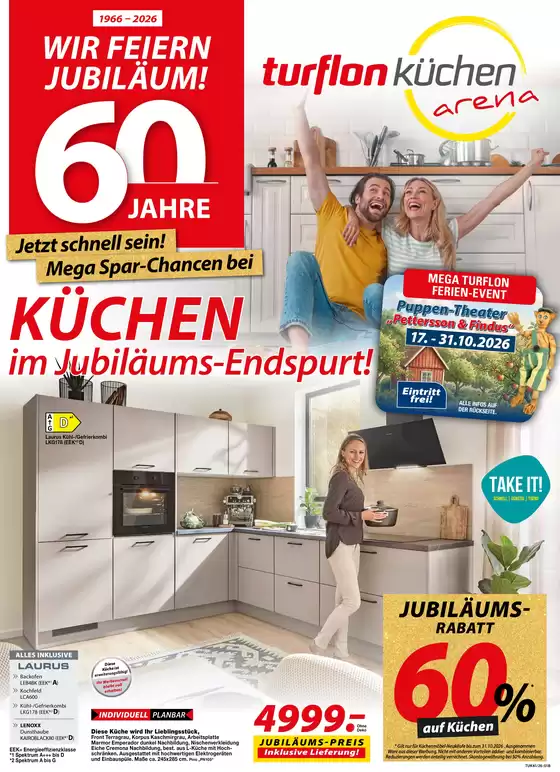 Möbel Turflon Prospekt in Gau-Bickelheim | Kuchen Im Jubilaums - Endspurt! | 2026-10-27T00:00:00.000Z - 2026-10-31T00:00:00.000Z