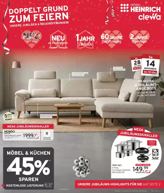 Möbel Heinrich Prospekt | Angebote für Schnäppchenjäger | 2026-10-28T00:00:00.000Z - 2026-11-14T00:00:00.000Z