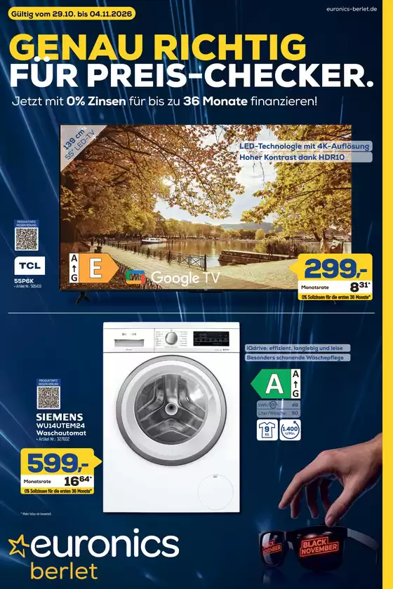 Euronics Prospekt in Burg (Dithmarschen) | Genau richtig für Sparfüchse | 2026-10-29T00:00:00.000Z - 2026-11-04T00:00:00.000Z