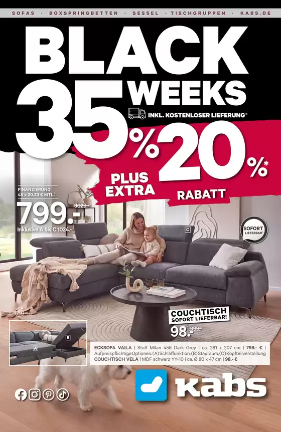 Kabs Polsterwelt Prospekt in Friedrichshafen | BLACK WEEKS 20% 35% RABATT | 2026-10-29T00:00:00.000Z - 2026-11-30T00:00:00.000Z