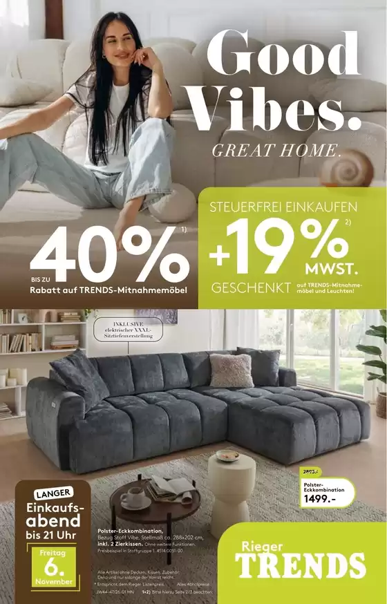 Möbel Rieger Prospekt in Mönchengladbach | Möbel Rieger kw44 trends hn | 2026-10-30T00:00:00.000Z - 2026-11-01T00:00:00.000Z