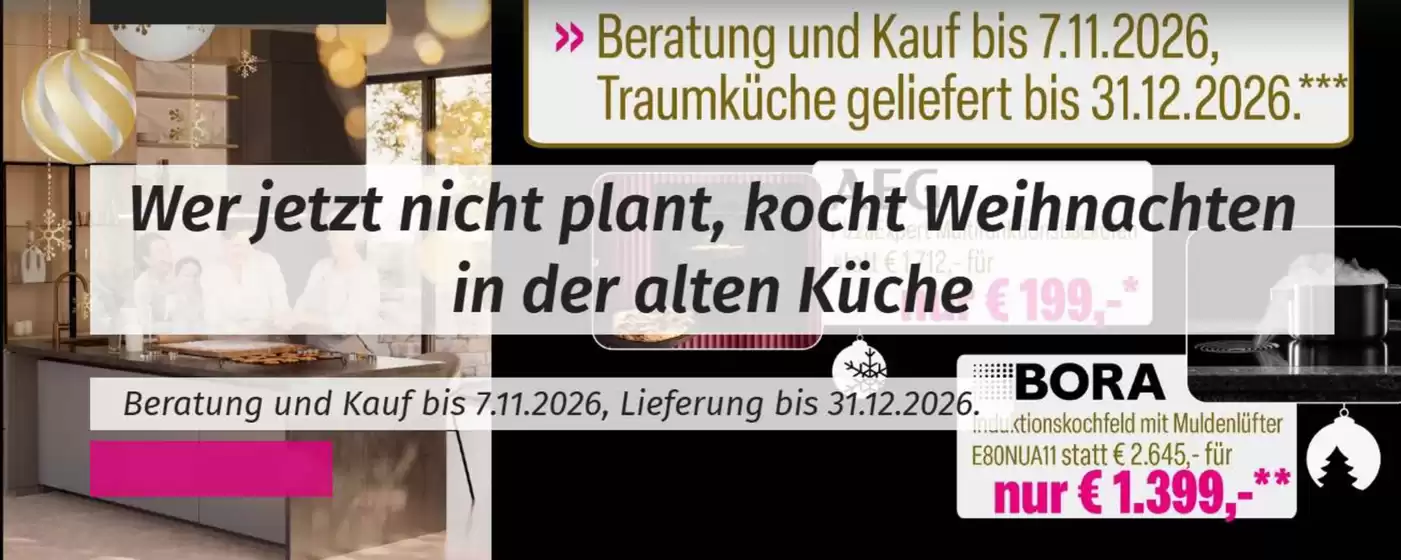 ASMO Küchen Prospekt in Hainsfarth | Wer Jetzt Nicht Plan, Kocht Weihnachten In Der Alten Kuche | 2026-11-07T00:00:00.000Z - 2026-12-31T00:00:00.000Z