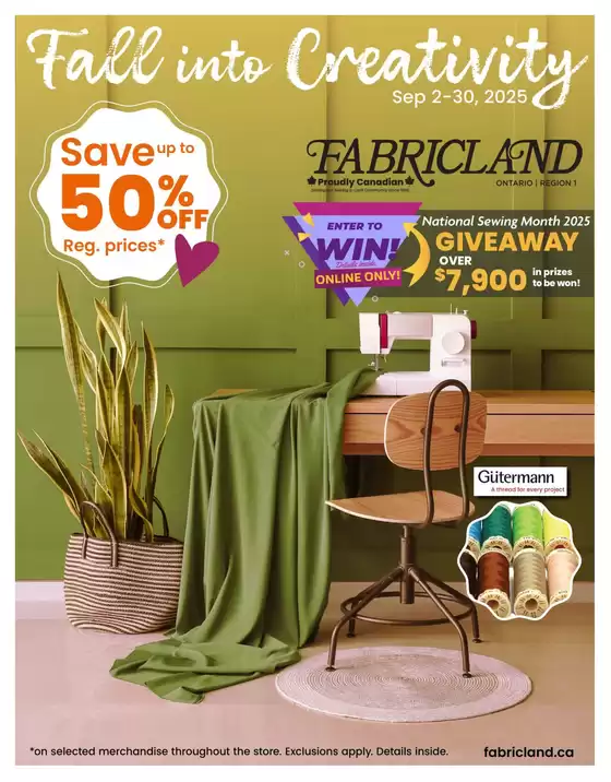Fabricland catalogue in Vancouver | Flyer | 2025-09-02T00:00:00.000Z - 2025-09-30T00:00:00.000Z