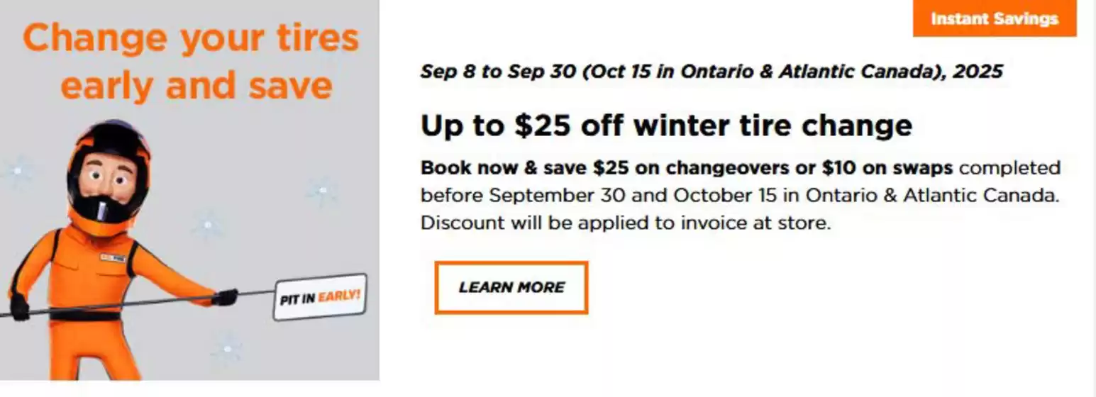 Up to 25 $ off winter tire change 