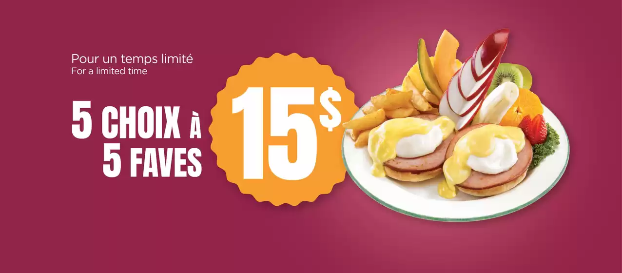 The 5 faves at $15” offer is available for a limited time only 