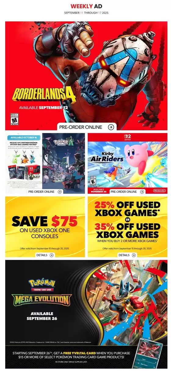 Game Stop catalogue in Borden-Carleton | Game Stop Weekly ad | 2025-09-11T00:00:00.000Z - 2025-09-17T00:00:00.000Z