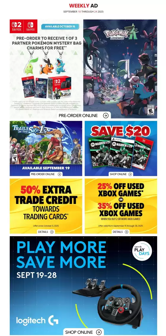 Game Stop catalogue in Shawinigan | Game Stop Weekly ad | 2025-09-18T00:00:00.000Z - 2025-09-24T00:00:00.000Z