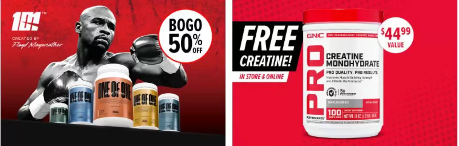Buy one get one 50 % off 