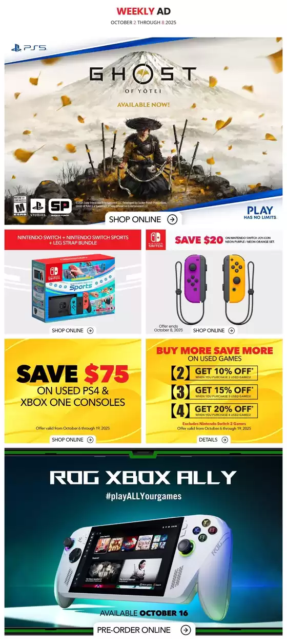 Game Stop catalogue in Sault Ste. Marie | Game Stop Weekly ad | 2025-10-02T00:00:00.000Z - 2025-10-08T00:00:00.000Z