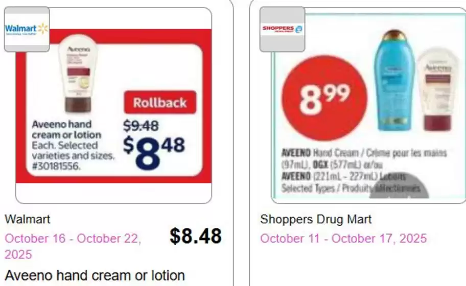 Aveeno catalogue in Toronto | Aveeno - Current prices from flyers | 2025-10-15T00:00:00.000Z - 2025-10-29T00:00:00.000Z
