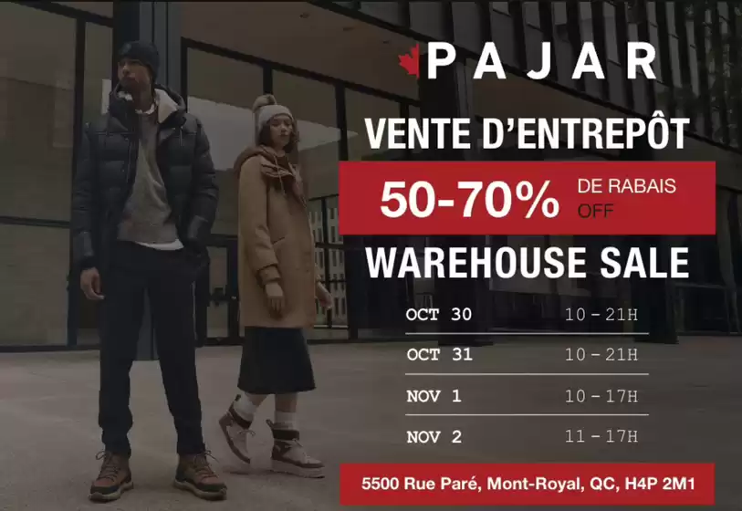 Pajar catalogue | 50 - 70 % off de rabais off  | 2025-10-22T00:00:00.000Z - 2025-11-05T00:00:00.000Z