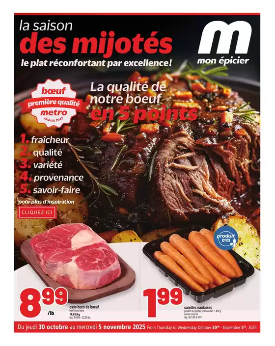 Metro catalogue in St. Catharines | Metro weekly flyer Quebec - Digital | 2025-10-30T00:00:00.000Z - 2025-11-05T00:00:00.000Z