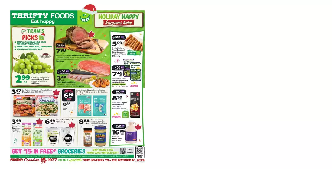 Thrifty Foods catalogue in Barrie | Top deals and discounts | 2025-11-20T00:00:00.000Z - 2025-11-26T00:00:00.000Z